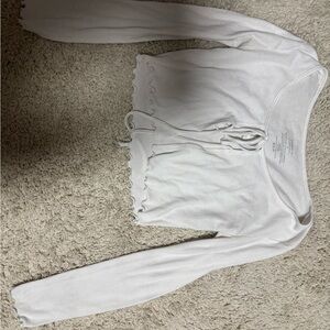 White Long Sleeve Cropped Cardigan